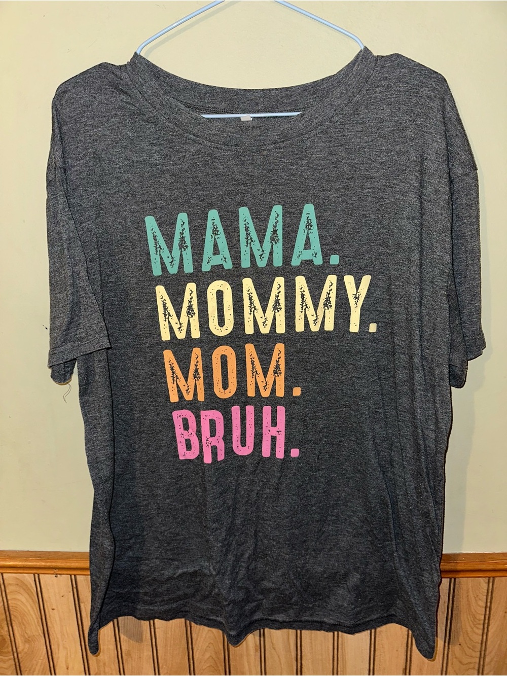 Graphic Mom Tee - Dark Gray 'Mama Mommy Mom Bruh' Short Sleeve